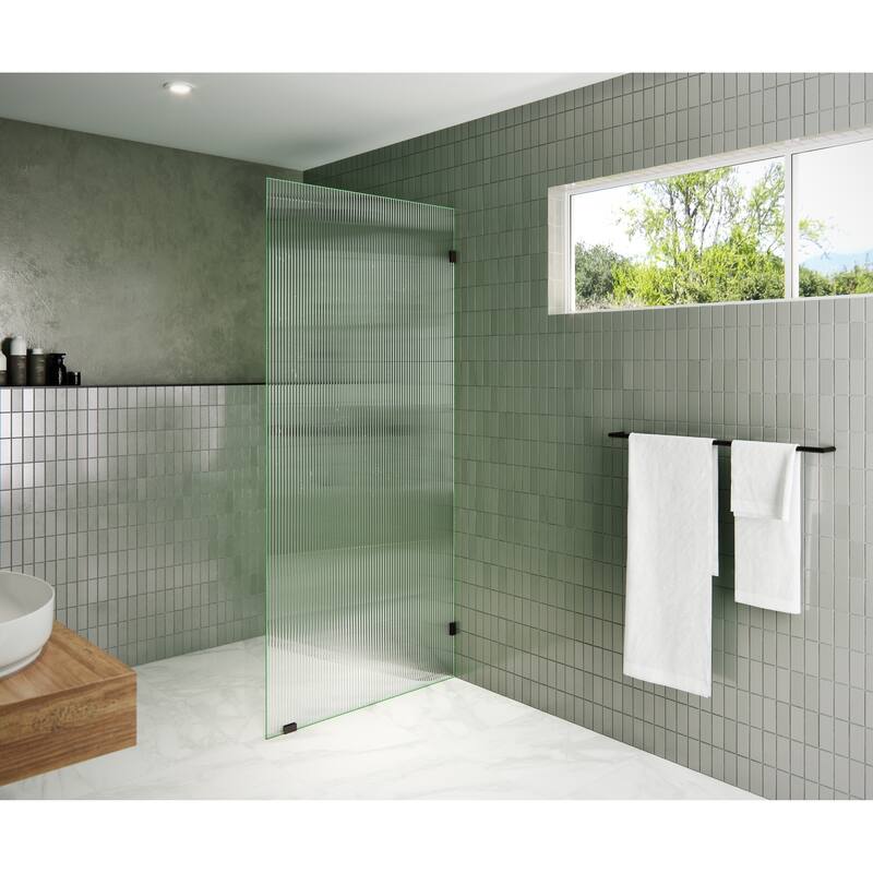 Glass Warehouse 36" x 78" Frameless Shower Door - Single Fixed Panel Fluted Frosted