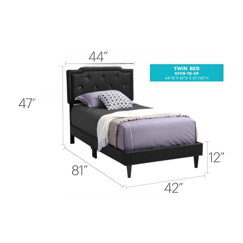Twin Size PU Elegant Platform Bed with Foam Support