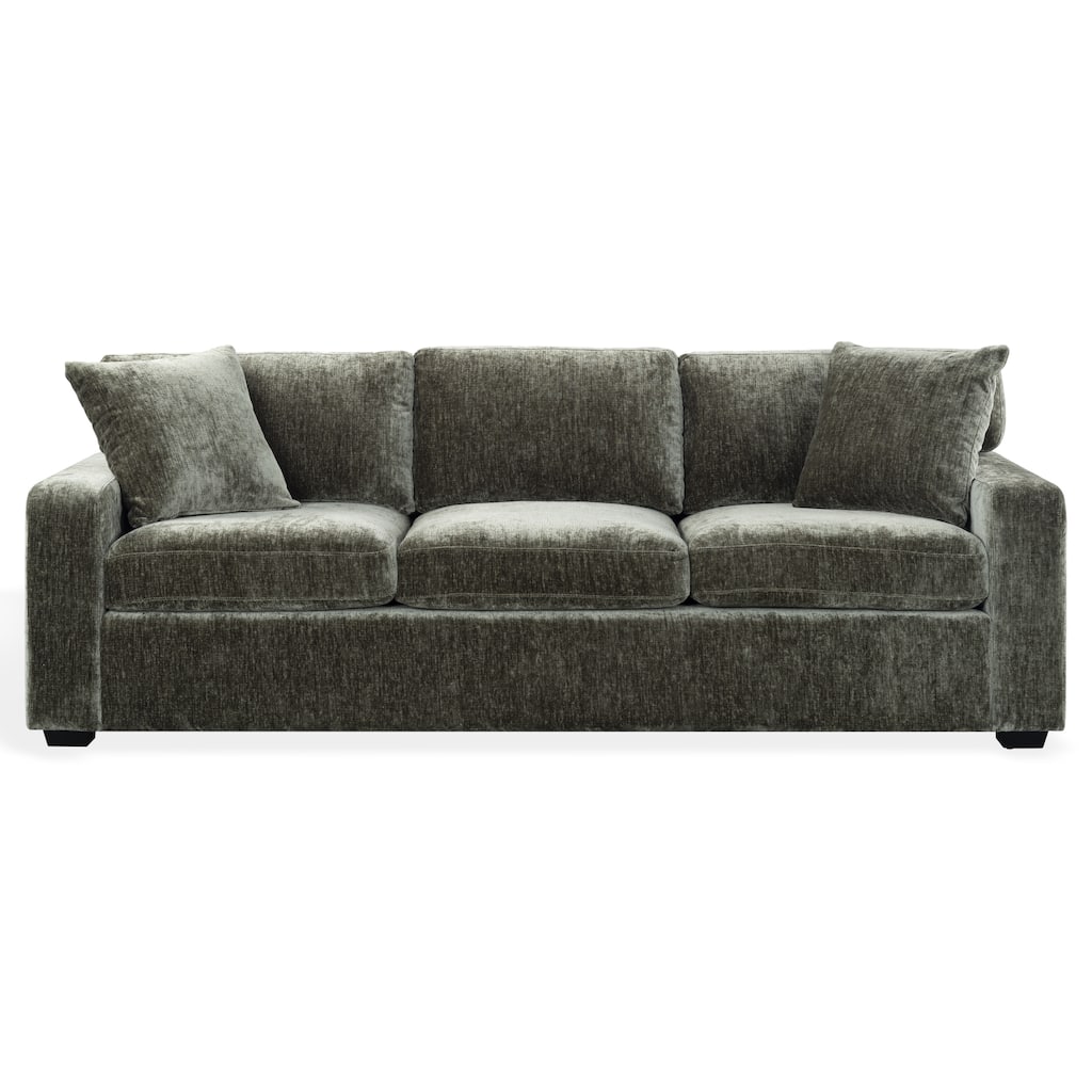 SAFAVIEH Couture Vasquez 3-Seat Sofa, Modern Living Room Upholstered Couch with Reversible Cushions - 92"W x 38"D x 34"H