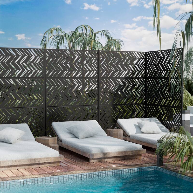 Outdoor Privacy Screen Metal Privacy Screen Panel Free Standing - 72*47