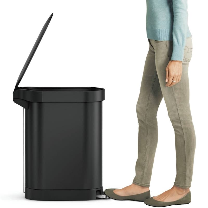 Steel 12-Gallon Narrow Kitchen Trash Can with Step On Lid