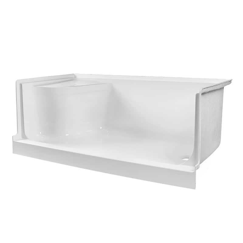 Fine Fixtures Single Threshold Acrylic Non-Slip Shower Base With Seat - 60 x 32