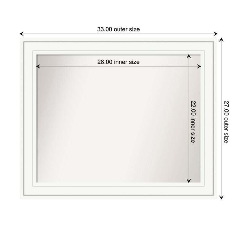 Craftsman White Framed Non-Beveled Custom Wall Mirror, Bathroom Vanity Mirror - Outer Size: 33 x 27