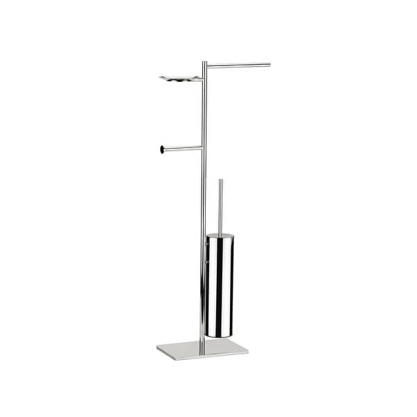 WS Bath Collections Iceberg 4003 Bathroom Accessory Package with Towel Bar, Soap Dish, Tissue Holder, and Toilet Brush Holder