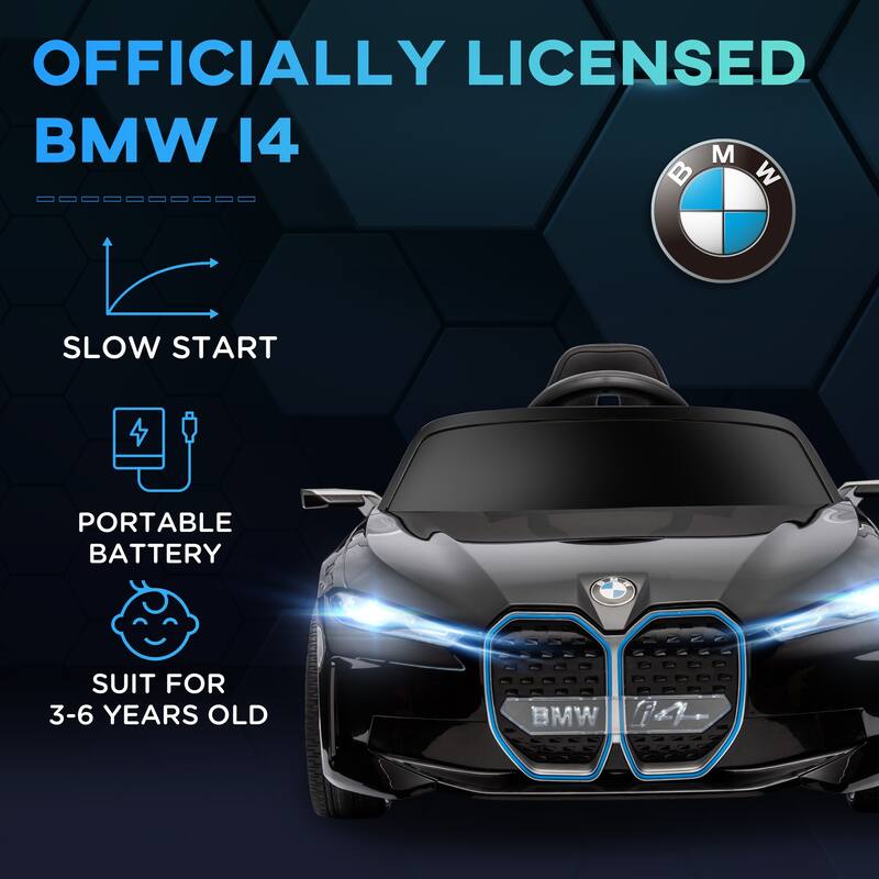 Aosom Electric Car for Kids, 12V Licensed BMW Ride on Car with 2.4G Remote Control, Suspension System, Horn Honking