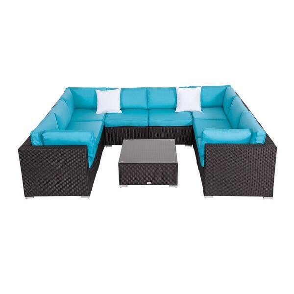 Shop Black Friday Deals On Kinbor 9 Piece Outdoor Furniture Patio Sectional Sofa All Weather Rattan Wicker Chat Set W Cushions Overstock 23485877