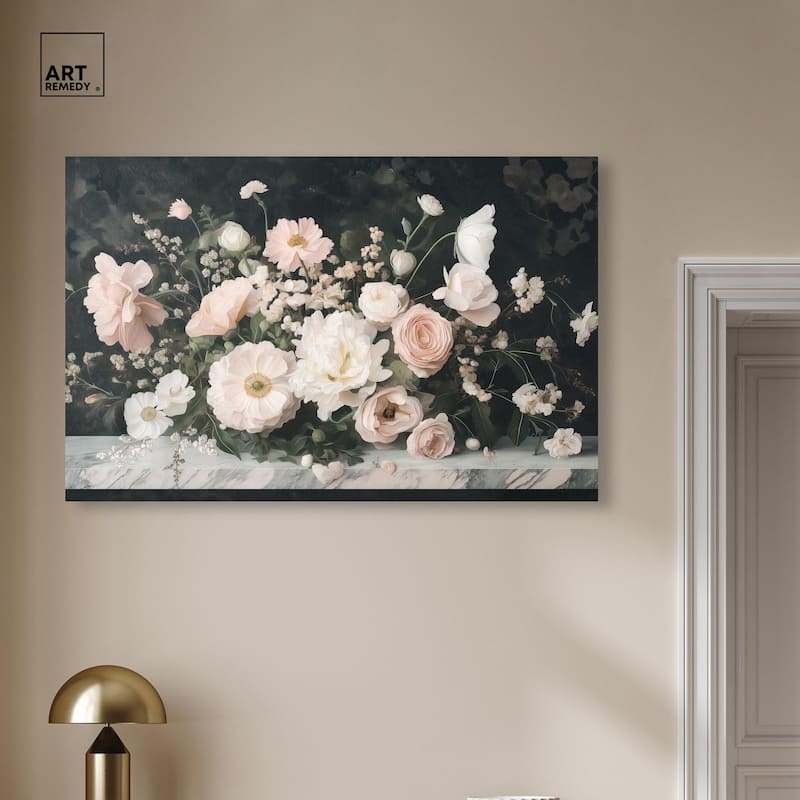 Marble and Blooms Canvas by Art Remedy, Gallery Wrapped