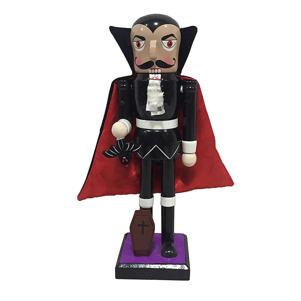 Dracula with Bat and Coffin Halloween Nutcracker - 10"