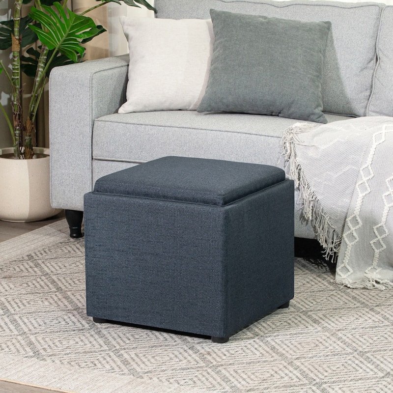 Adeco Storage Ottoman With Tray