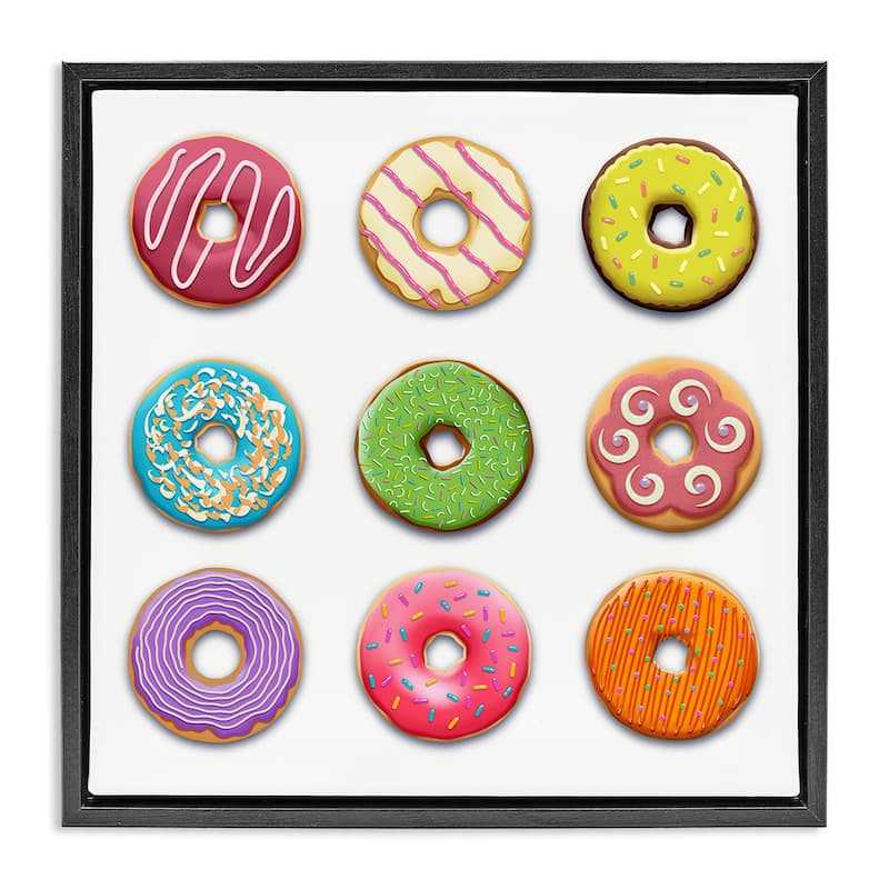 Stupell Colorful Mixed Donuts Framed Floater Canvas Wall Art Design By Marcus Prime - 25 x 25 - Black