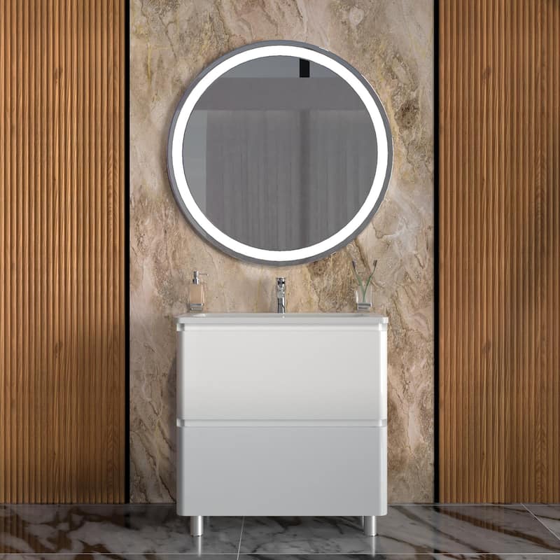 Modern Free Standing Bathroom Vanity with Washbasin | Comfort Collection with Mirror Simple 32"