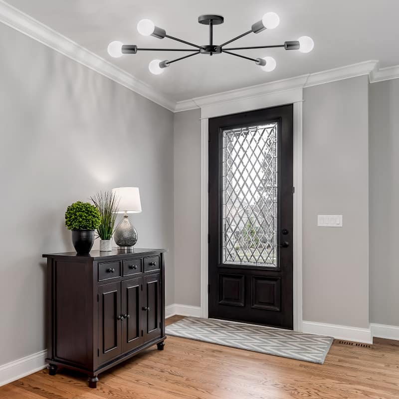 22.44 in. 6-Light Modern Semi- Flush Mount Ceiling Light with No Bulbs Included - 22.44''