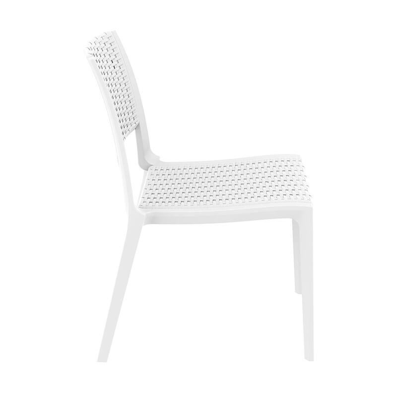 34" White Outdoor Patio Wickerlook Dining Chair