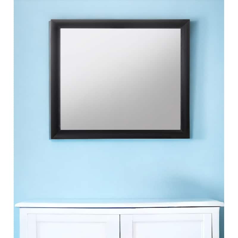 HomeRoots 35" Black Square Wood Framed Mounted Dresser Mirror - 39' X '35' X '1 - 39' X '35' X '1 - Black