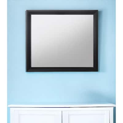HomeRoots 35" Black Square Wood Framed Mounted Dresser Mirror - 39' X '35' X '1