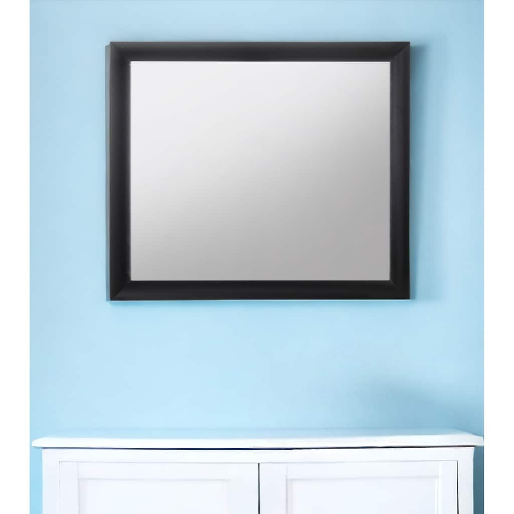 HomeRoots 35" Black Square Wood Framed Mounted Dresser Mirror - 39' X '35' X '1