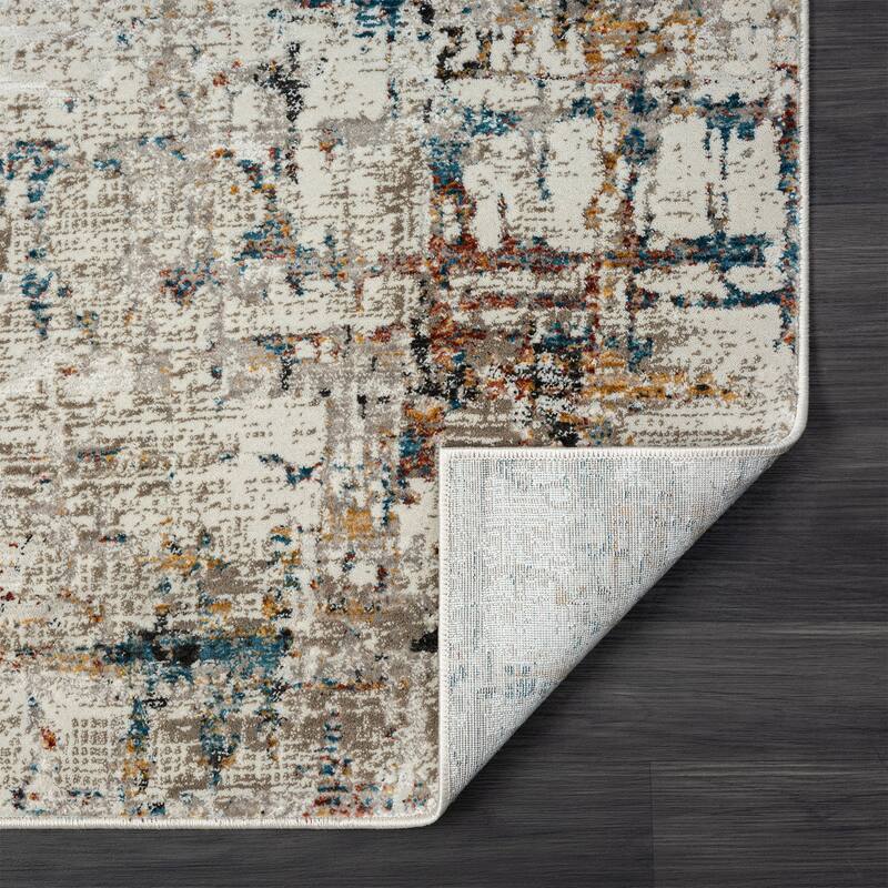 Distressed Abstract Area Rug - 2' x 6' Runner