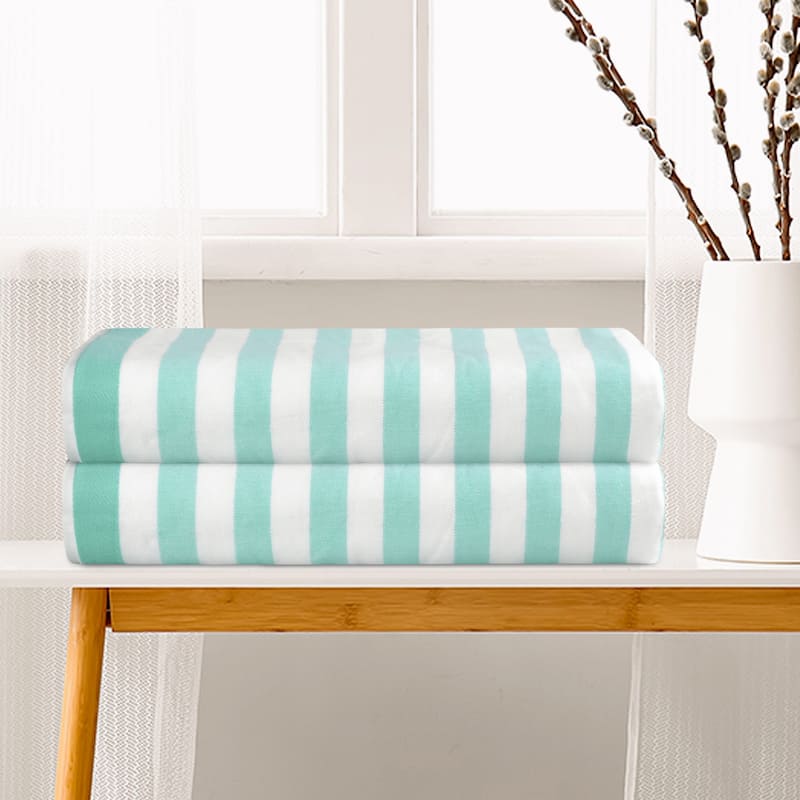 Stripe 2 Pack Bath Towels Set, Cotton, Highly Absorbent and Lightweight Towels for Gym, SPA, Yoga 28" x 56"