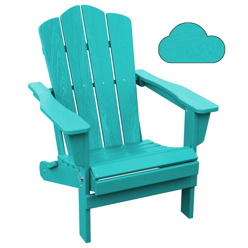 Outdoor HDPE Folding Classic Adirondack Chair All-Weather - Blue