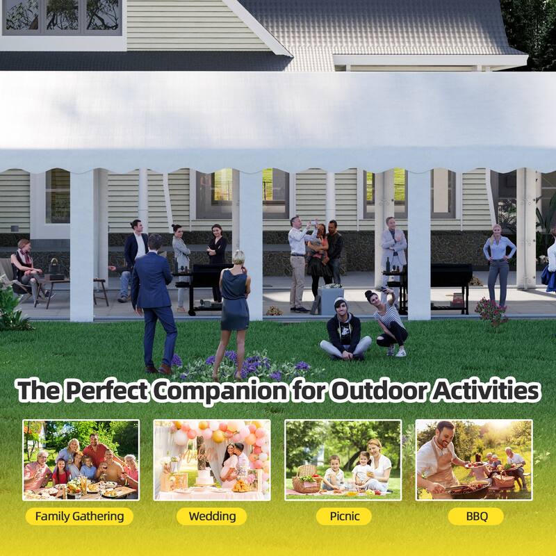 Durable Party Tent Gazebo for Events, Weddings, and BBQs - Includes Removable Sidewalls with Windows & Storage Bags, White