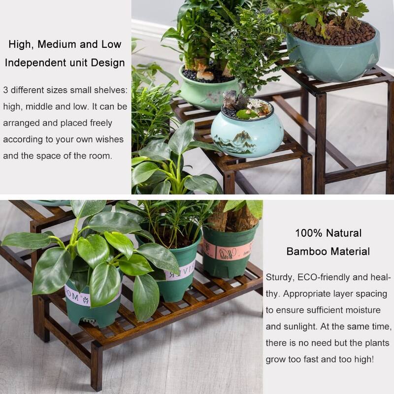 Bamboo 3-Tier Ladder Plant Stand - 16.5 x 7.87 x9.84 inches