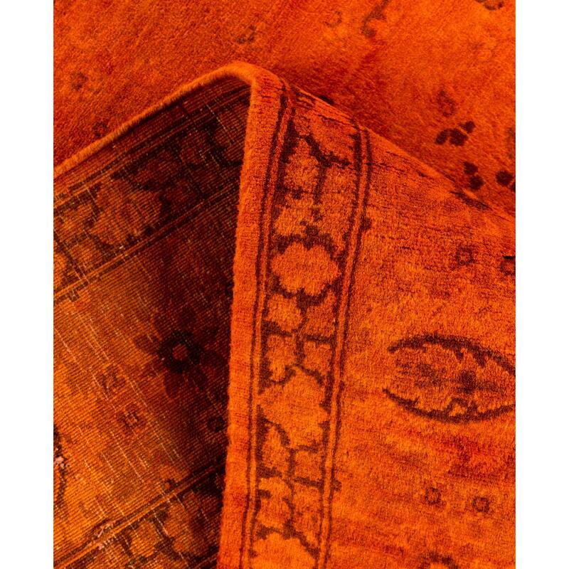 Overdyed One-of-a-Kind Hand-Knotted Area Rug - Orange - 4' 7" x 7' 2"