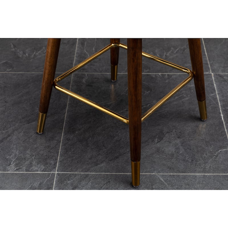 Roundhill Furniture Nevis Mid-century Modern Faux Leather Tufted Nailhead Trim Counter Stool Set of 2