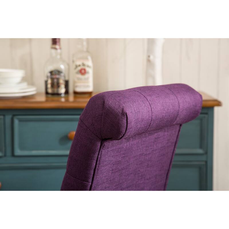 Set of 2 Upholstered Chair Dining Chair with Button Tufted Backrest, Reception Chair Purple Accent Chair with Wood Frame