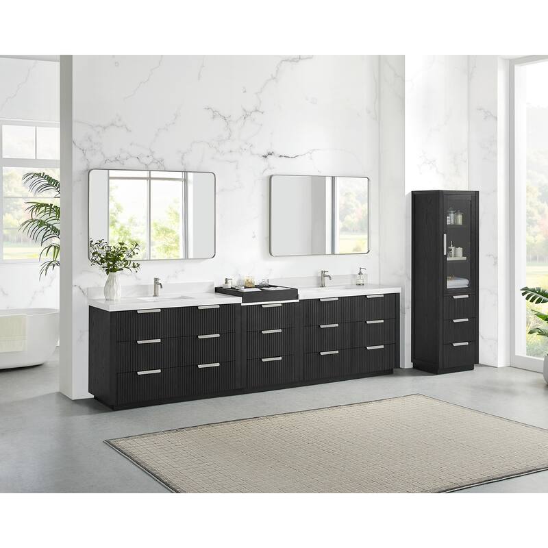 Santarem Double Vanity with Pure White Quartz Stone Top without Mirror