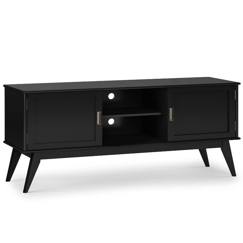 WYNDENHALL Tierney SOLID HARDWOOD 60 inch Wide Mid Century Modern TV Media Stand For TVs up to 65 inches - 60"w x 18"d x 26" h