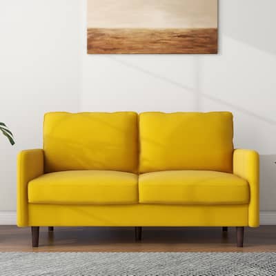 Modern Couch Linen Fabric 2 Seat Loveseat Sofa