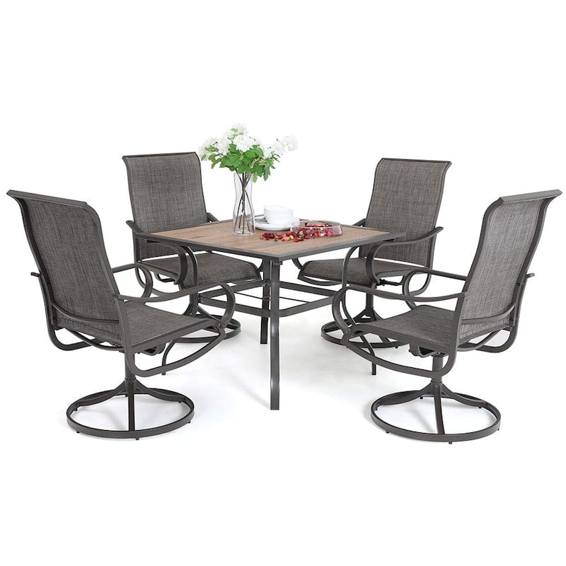 MAISON ARTS 5/6-piece Black Steel Patio Dining Set