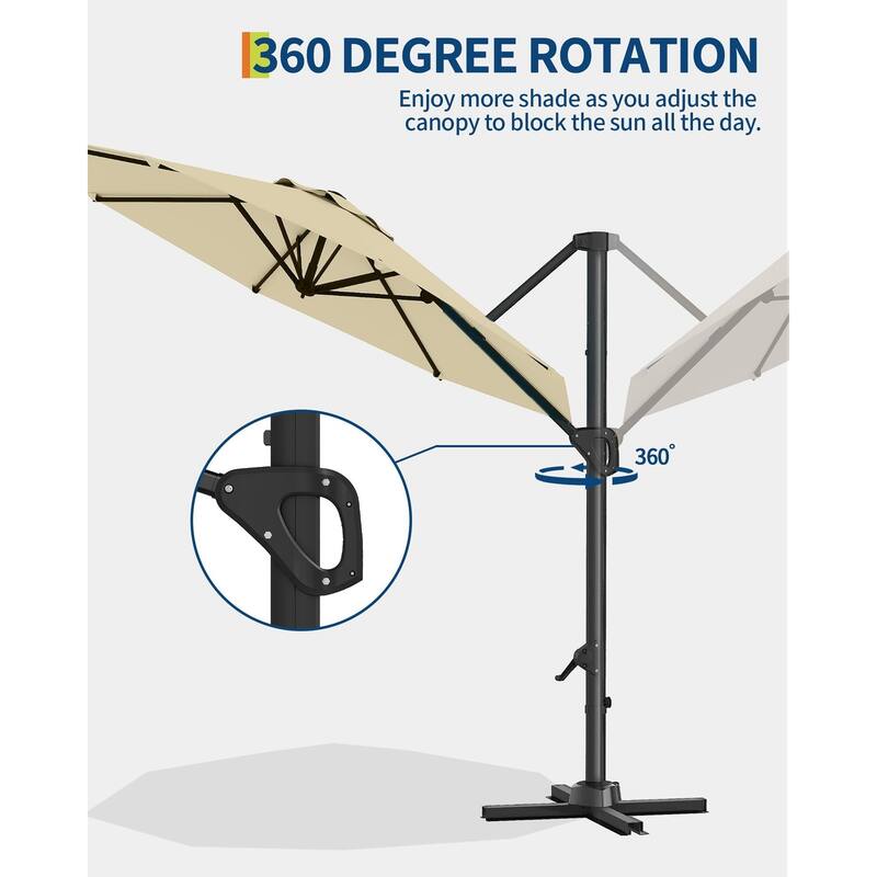 Coromose 10FT Patio Umbrella, 360-Degree Rotation, for Garden Pool Deck BackYard