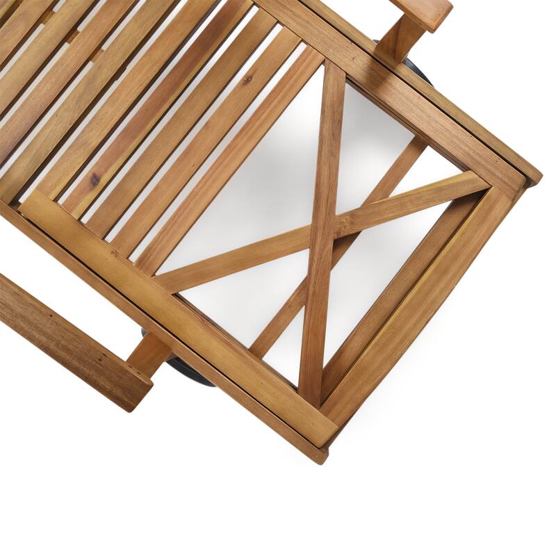 Perla Outdoor Acacia Wood 3 Piece Chaise Lounge Set by Christopher Knight Home