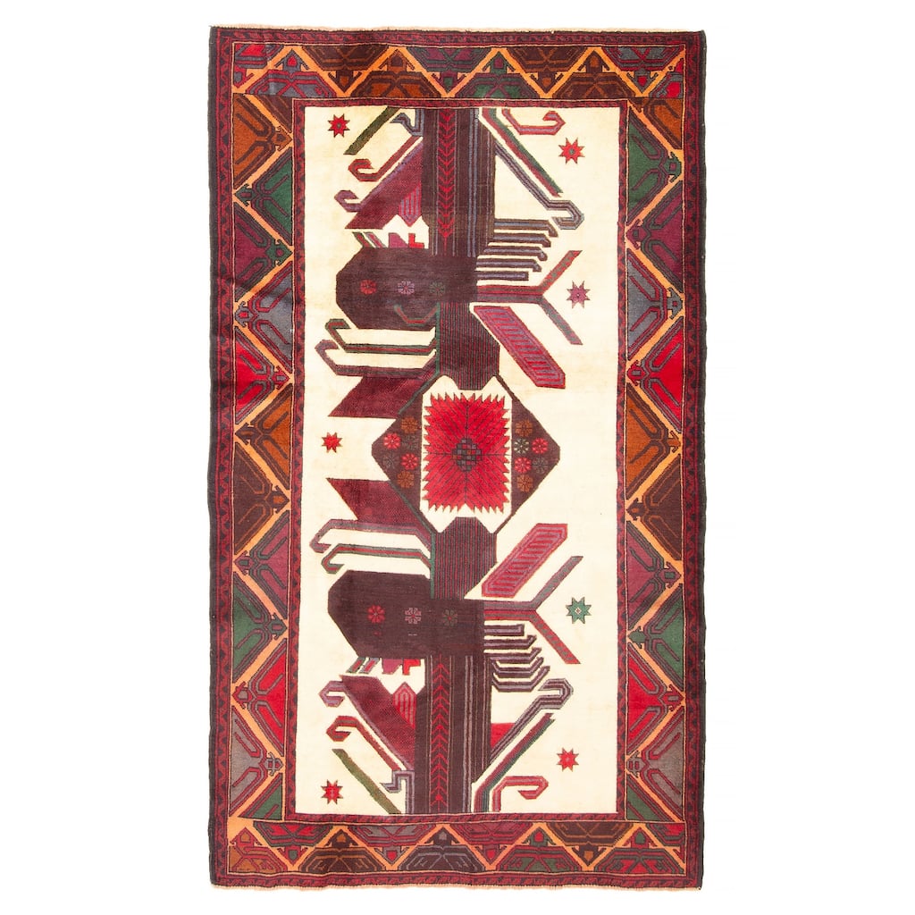 ECARPETGALLERY Hand-knotted Teimani Ivory Wool Rug - 3'8 x 6'8