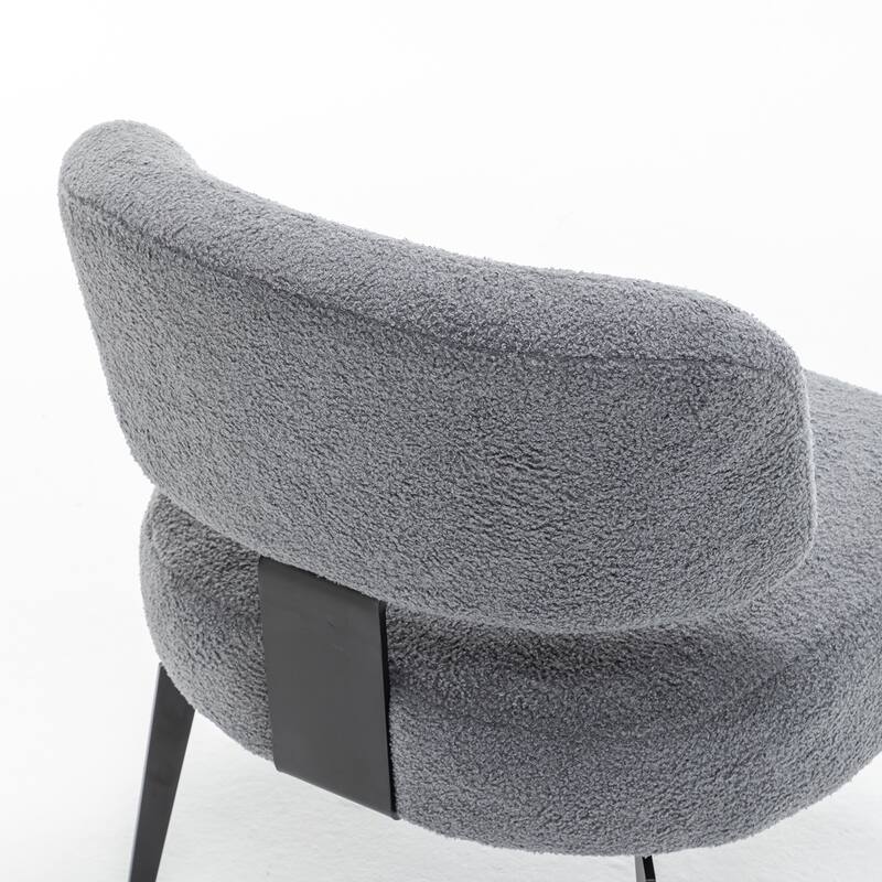 SEYNAR Modern Armless Faux Sherpa Accent Chair with Metal Legs
