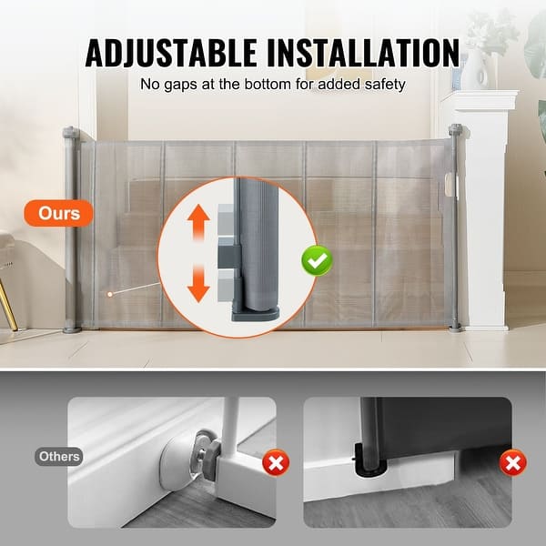 dimension image slide 2 of 9, Mesh Foldable Wide Retractable Baby Gate Suitable for Playrooms Kitchens Or Hallways