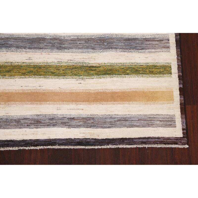 Wool Gabbeh Kashkoli Contemporary Striped Area Rug Hand-knotted Carpet - 5'0" x 8'0"