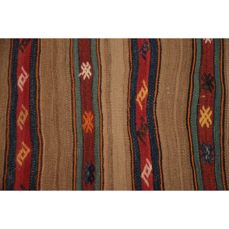 Hand Woven Oriental 100% Wool Carpet Southwestern Tribal Multi-Colored Kilim Area Rug - 7' 8'' X 4' 5''