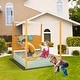 preview thumbnail 4 of 8, Costway Kids Sandbox with Sand Wall Detachable Canopy Bottom Liner - See Details