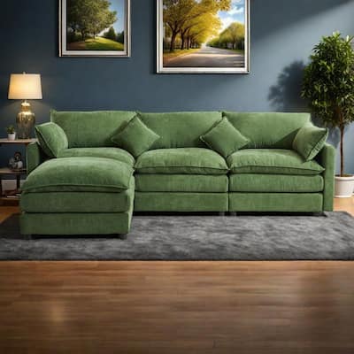 98.8" Chenille L-Shaped Sectional Sofa with 3 Seater