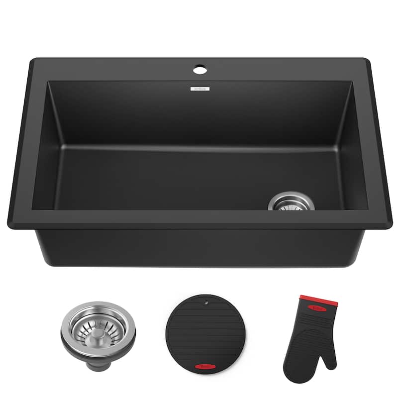 KRAUS Forteza Granite 33 inch Undermount Drop-in Kitchen Sink