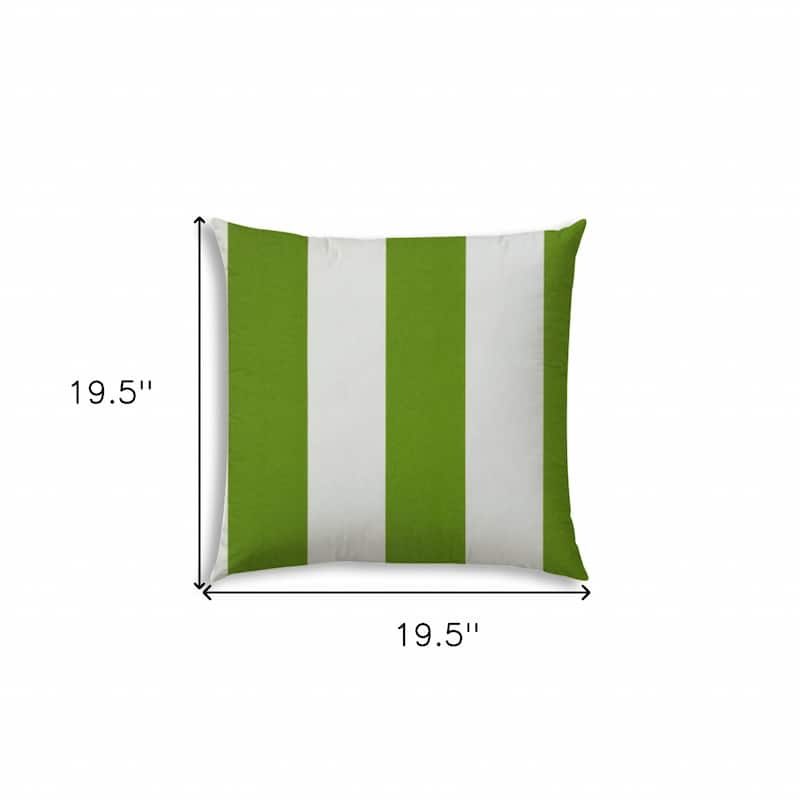 20" Green and Ivory Striped Indoor Outdoor Throw Pillow Cover - 20" X 20"