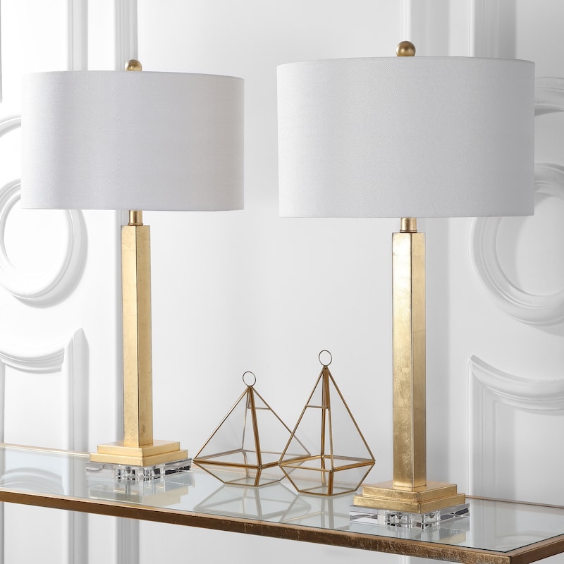 SAFAVIEH Lighting 30-inch Perri Crystal Base Table Lamp (Set of 2) - 16"x16"x30"