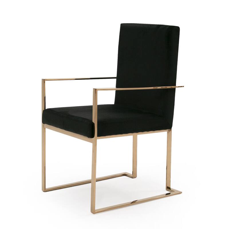 Modrest Trea Modern Black Velvet & Rosegold Dining Chair