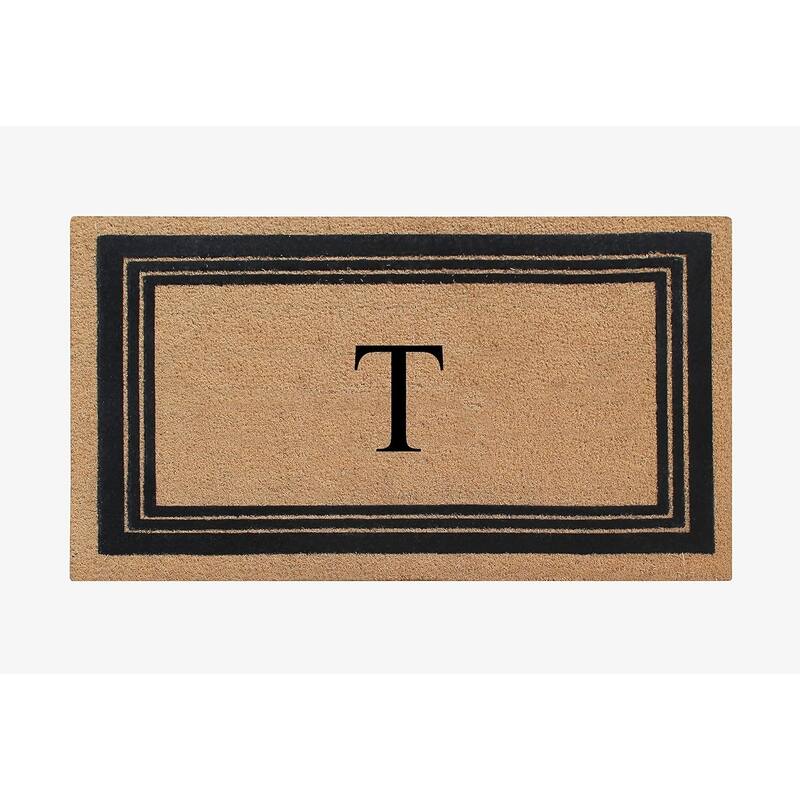 A1HC Natural Coir Monogrammed Entrance Door Mats Flock Doormat 24"X39" - T
