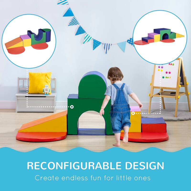 7-Piece Baby Soft Play Equipment, Toddler Crawling Climber for Creativity and Shape Discovery with Easy-to-Clean Surface