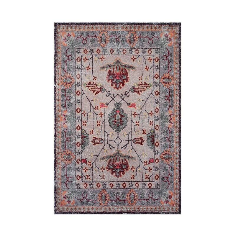 Hand Woven Victoria Micro Printed Polyester Traditional Oriental Area Rug