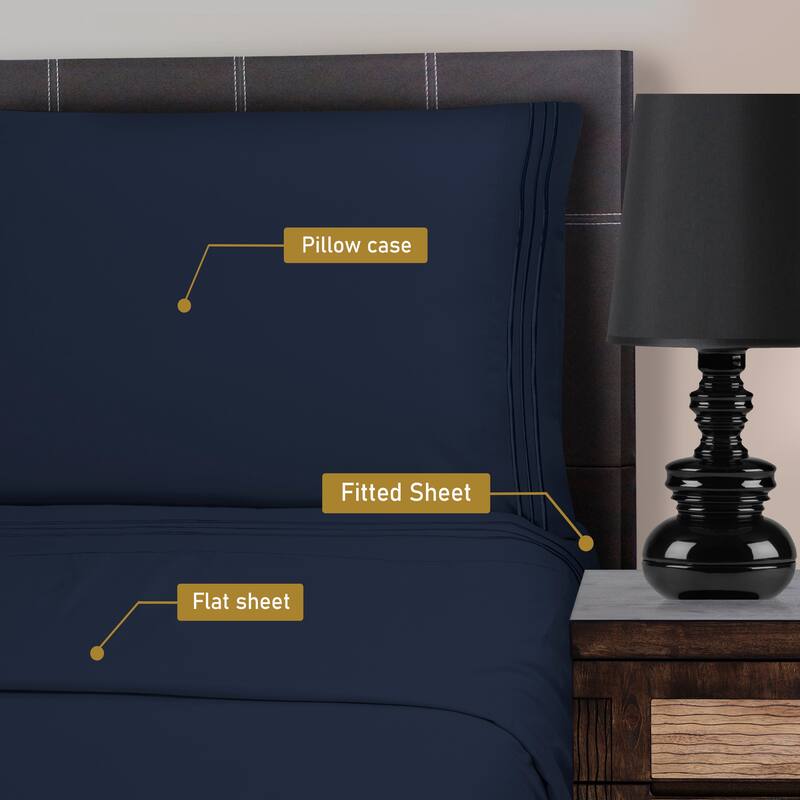 Superior Wrinkle-resistant Embroidered Microfiber Deep Sheet Set