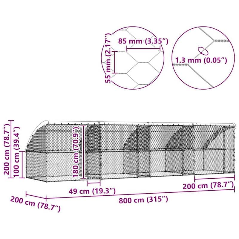 vidaXL Dog Kennel 2 pcs Silver Steel